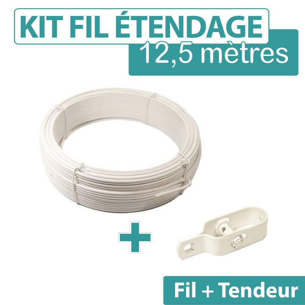 Kit Fil d'Etendage Plastifié blanc Ø 2,75mm - Longueur 25 m