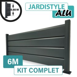 Kit Clôture Aluminium Gris Anthracite 6M - Persienne - Sur Platines