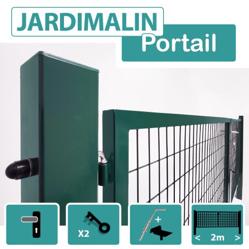 Portail_Grillage_Vert_JARDIMALIN_Largeur_2m