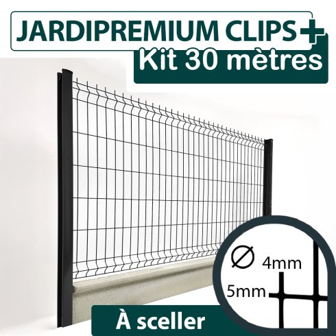 Kit_Grillage_Rigide_Gris_Anthracite_JARDIPREMIUM+_Avec_Soubassement_Béton_30m
