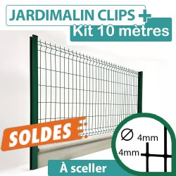 Kit_Grillage_Rigide_Vert_JARDIMALIN+_Avec_Soubassement_Béton_10m