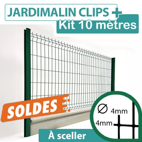 Kit_Grillage_Rigide_Vert_JARDIMALIN+_Avec_Soubassement_Béton_10m