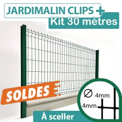 Kit_Grillage_Rigide_Vert_JARDIMALIN+_Avec_Soubassement_Béton_30m