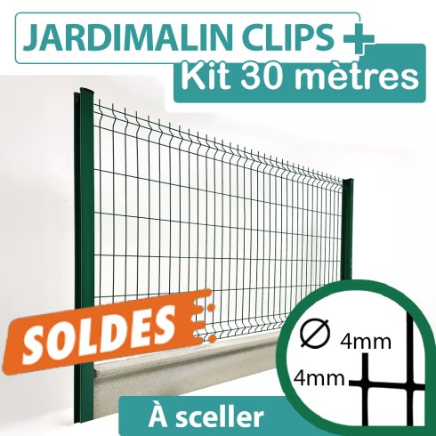 Kit_Grillage_Rigide_Vert_JARDIMALIN+_Avec_Soubassement_Béton_30m