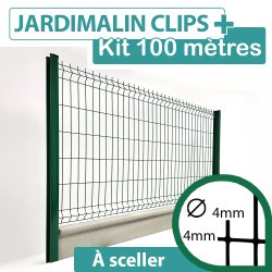 Kit_Grillage_Rigide_Vert_JARDIMALIN+_Avec_Soubassement_Béton_100m