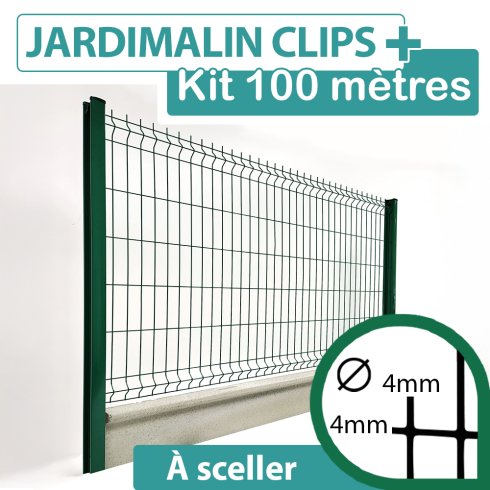 Kit_Grillage_Rigide_Vert_JARDIMALIN+_Avec_Soubassement_Béton_100m