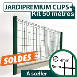 Kit_Grillage_Rigide_Vert_JARDIPREMIUM+_Avec_Soubassement_Béton_50m