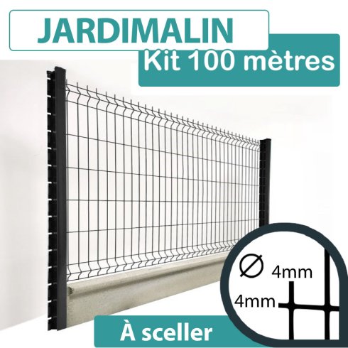 Kit_Grillage_Rigide_Gris_Anthracite_JARDIMALIN+_Avec_Soubassement_Béton_100m