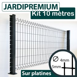 Kit Grillage Rigide Gris Anthracite 10M - JARDIPREMIUM - Fil 4/5mm - Sur Platines - 0,83 mètre