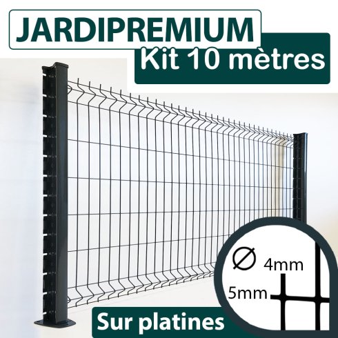 Kit Grillage Rigide Gris Anthracite 10M - JARDIPREMIUM - Fil 4/5mm - Sur Platines - 0,83 mètre