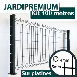 Kit Grillage Rigide Gris Anthracite 100M - JARDIPREMIUM - Fil 4/5mm - Sur Platines - 0,83 mètre