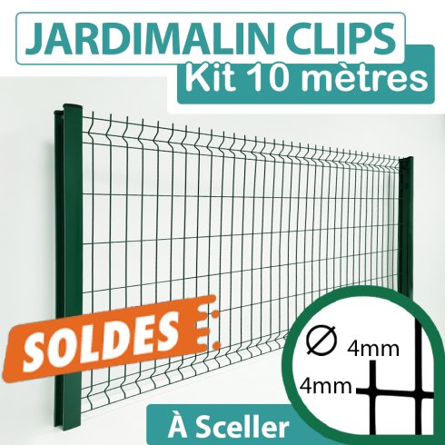 Kit Grillage Rigide Vert 10M - JARDIMALIN CLIPS  - Fil 4mm - 2,03 mètre