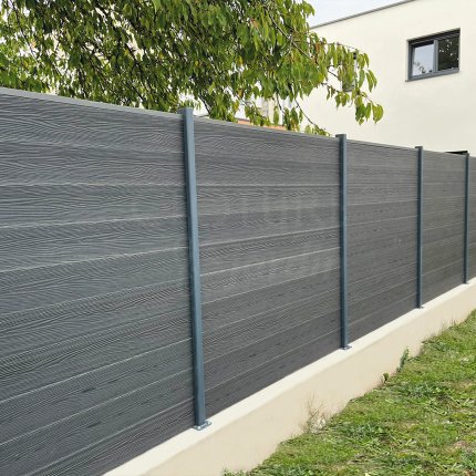 Kit Cloture composite gris clair sur platines Ht 1.55m