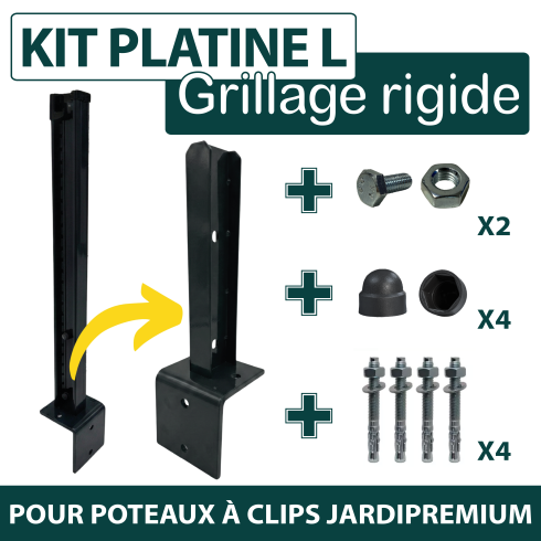 Platine en L Poteau à Clips Acier Gris - JARDIPREMIUM