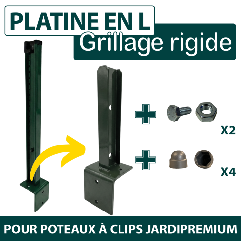 Platine en L Poteau à Clips Acier Vert - JARDIPREMIUM