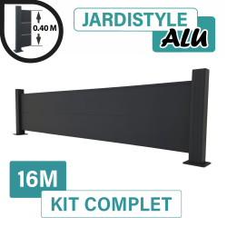 Kit_Clôture_Aluminium_Gris_Anthracite_Pleine_Sur_Platines_16m