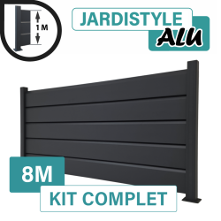 Kit Clôture Aluminium Gris Anthracite 8M - Persienne - Sur Platines