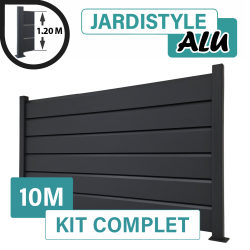 Kit Clôture Aluminium Gris Anthracite 10M - Persienne - Sur Platines