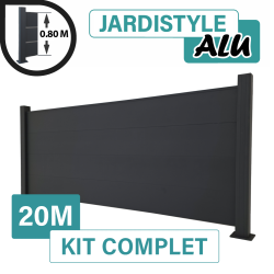 Kit_Clôture_Aluminium_Gris_Anthracite_Pleine_Sur_Platines_20m