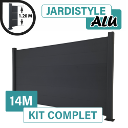Kit Clôture Aluminium Gris Anthracite 14M - Pleine - Sur Platines - 1,20 mètre