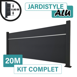 Kit_Clôture_Aluminium_Gris_Anthracite_Pleine_avec_liseré_Sur_Platines_20m