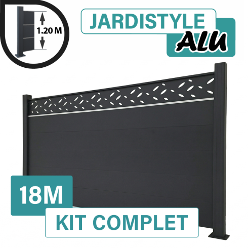 Kit-Cloture-Aluminium-Gris-Anthracite-18M-Design-avec-lisere-Sur-Platines-1-20-metre