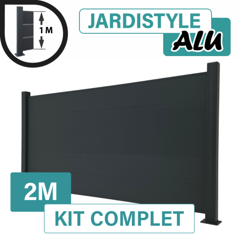 Kit_Clôture_Aluminium_Gris_Anthracite_Pleine_Sur_Platines_2m