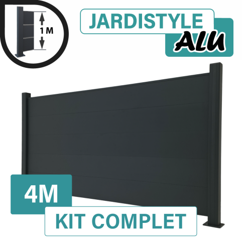 Kit_Clôture_Aluminium_Gris_Anthracite_Pleine_Sur_Platines_4m