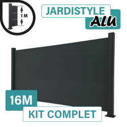 Kit_Clôture_Aluminium_Gris_Anthracite_Pleine_Sur_Platines_16m