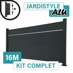 Kit_Clôture_Aluminium_Gris_Anthracite_Pleine_avec_liseré_Sur_Platines_16m