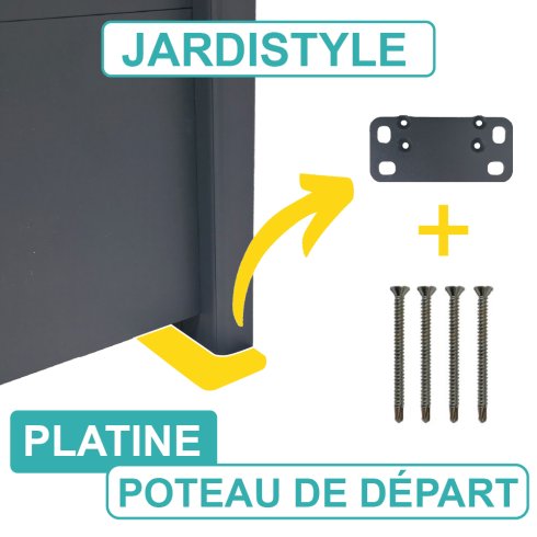 Platine Aluminium Poteau Départ 1 Entrée + Vis de fixation