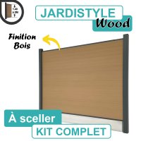 Kit Clôture Composite Bois Clair  - Effet Bois - Avec Soubassement Béton -